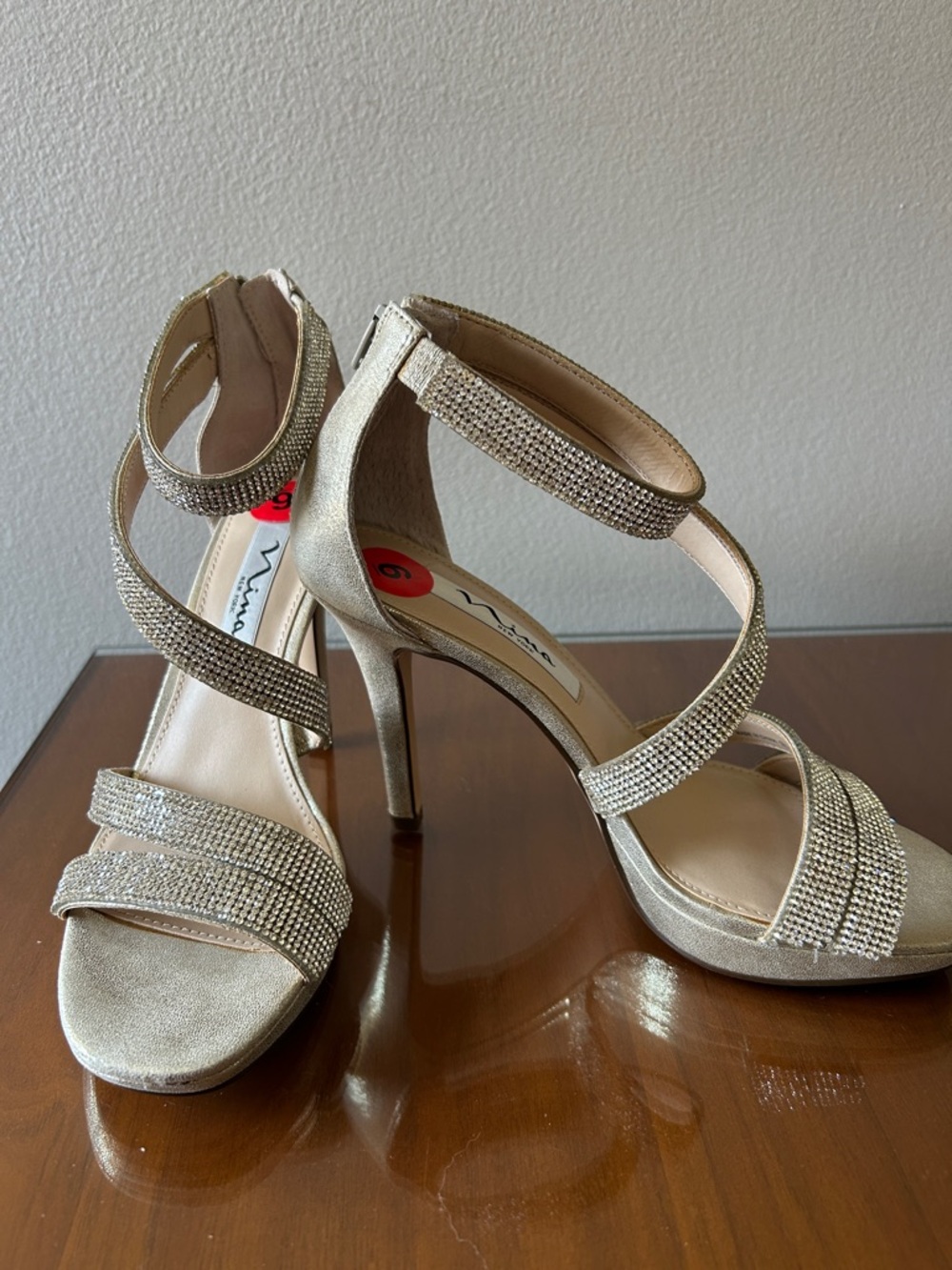 Nina Gold Rhinestone Heels